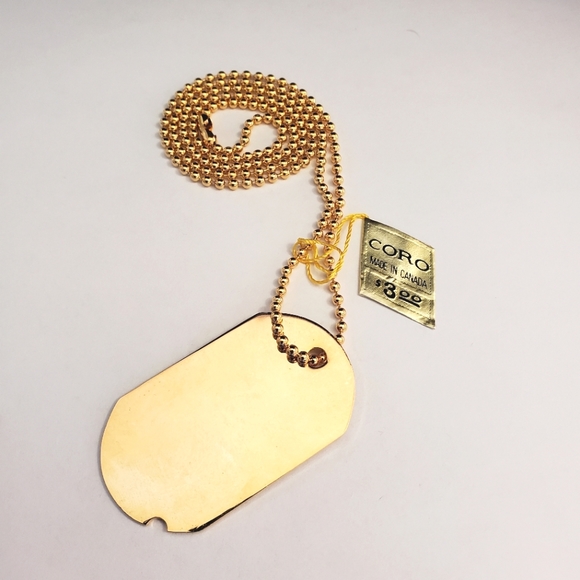 Coro - Vintage gold tone dogtag necklace - Picture 3 of 4